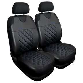 Sada 2 ks modrých univerzálnych autotričiek z prešívanej ekokože Perfect Line+ pre predné sedadlá – kompatibilná s FORD TRANSIT CUSTOM