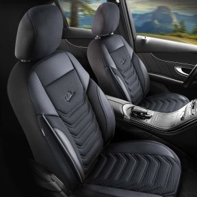 Sada predných autopoťahov Peru sivo-čierna | Eko-koža + Piké | DAEWOO ESPERO