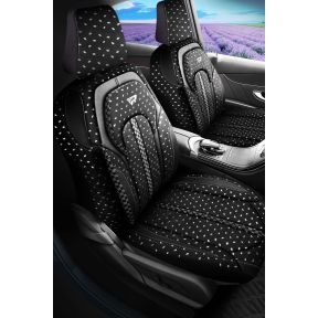 Sada autopoťahov Salda z Alcantary čierno-striebornej farby s elegantným dizajnom, kompatibilná s DAEWOO ESPERO